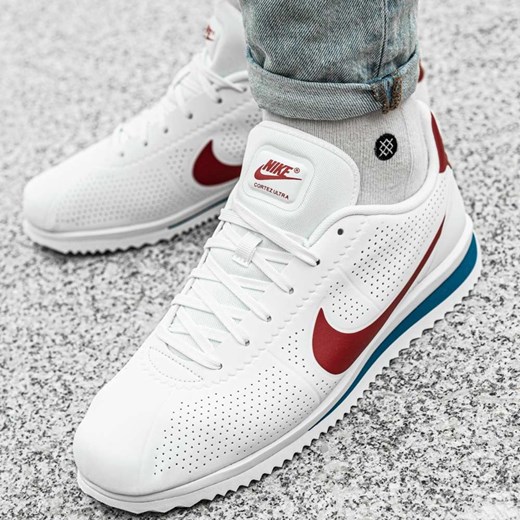 Buty sportowe męskie Nike cortez sznurowane białe z zamszu 