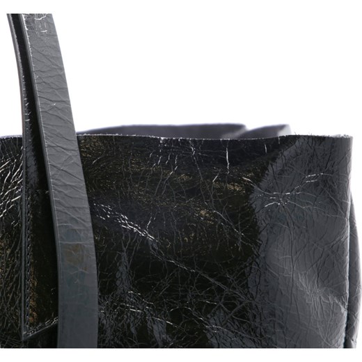 Shopper bag czarna N21 na ramię skórzana z breloczkiem 