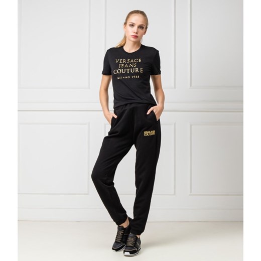 Czarne spodnie damskie Versace Jeans sportowe 