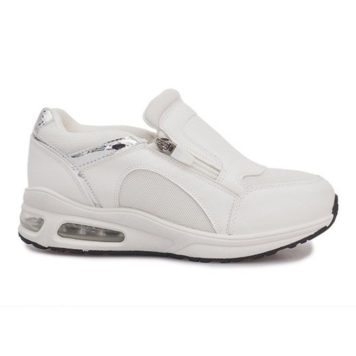 Sneakersy damskie Butymodne na płaskiej podeszwie bez wzorów białe z tworzywa sztucznego 