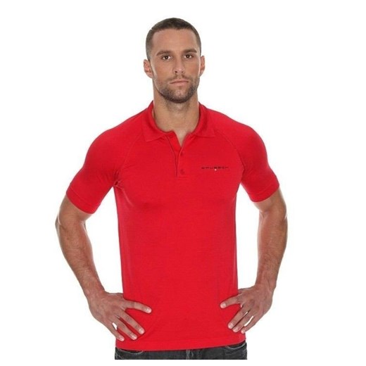 T-shirt męski Brubeck czerwony z krótkimi rękawami 