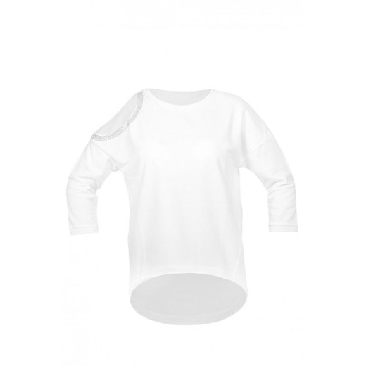 Biała bluzka damska Feel J z długim rękawem w sportowym stylu 