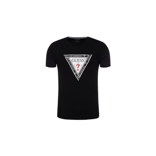 T-shirt męski Guess na wiosnę czarny z krótkimi rękawami 