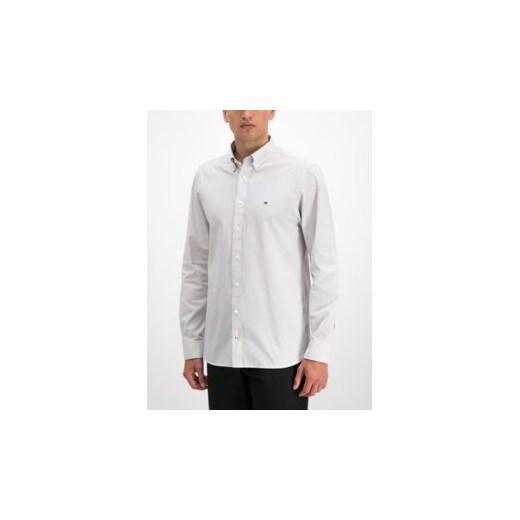 Biała koszula męska Tommy Hilfiger z długimi rękawami bez wzorów 