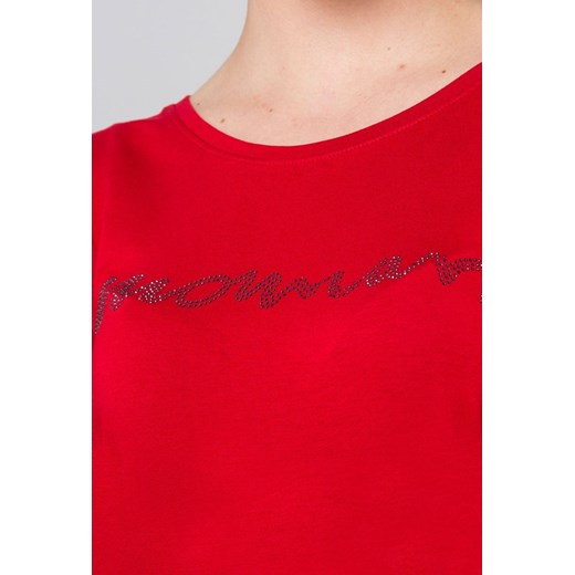 Bluzka damska Monnari czerwona z wiskozy z napisami 