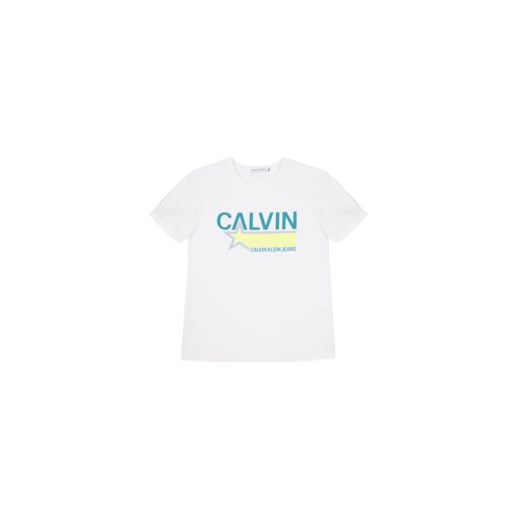 T-shirt chłopięce Calvin Klein biały z nadrukami z krótkim rękawem 