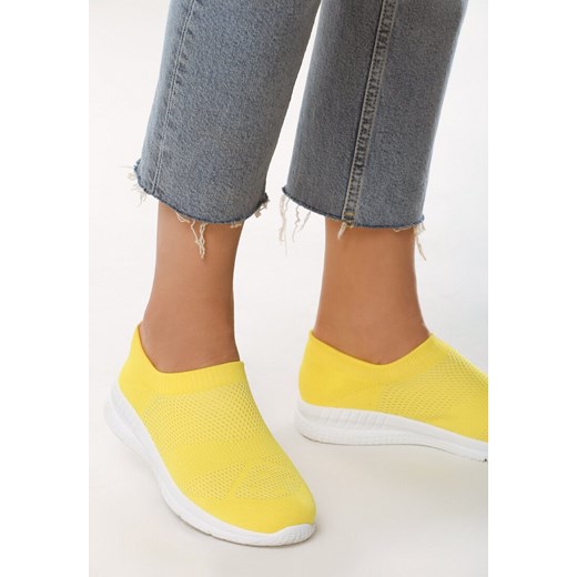 Buty sportowe damskie żółte Born2be gładkie płaskie 