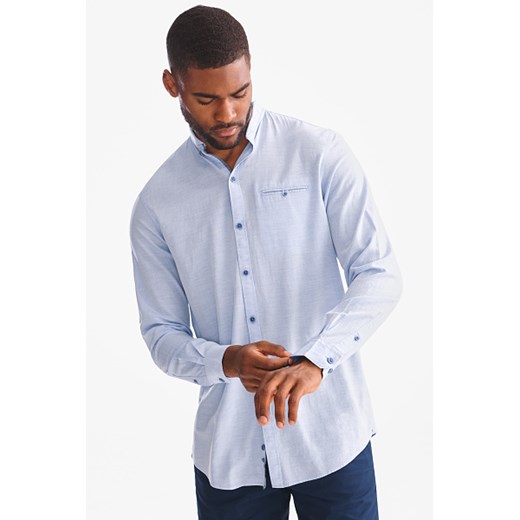 Koszula męska biała Westbury Premium z długim rękawem bez wzorów tkaninowa 