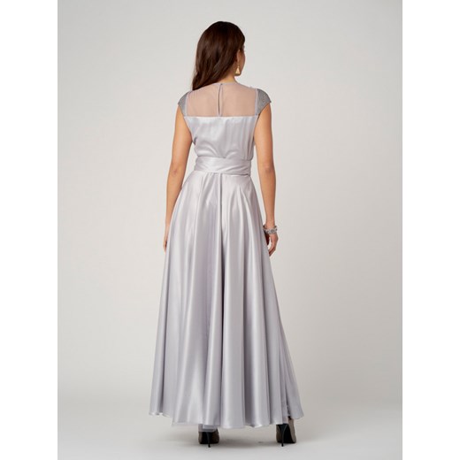 Sukienka Potis & Verso maxi biała na sylwestra koronkowa z satyny na bal 