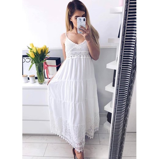 Biała sukienka BOHO MAXI Divinostyle   