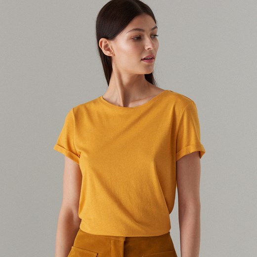 Mohito - Koszulka basic z modalem - Żółty  Mohito XXS 