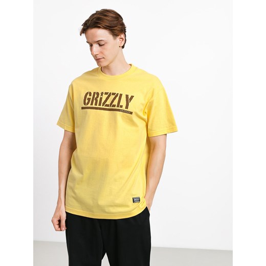 T-shirt męski Grizzly Griptape z krótkim rękawem żółty jesienny 