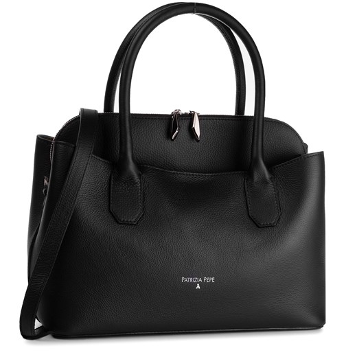 Shopper bag czarna Patrizia Pepe elegancka do ręki bez dodatków 