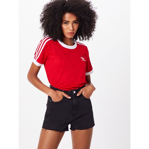 Czerwona bluzka damska Adidas Originals z okrągłym dekoltem z krótkim rękawem 