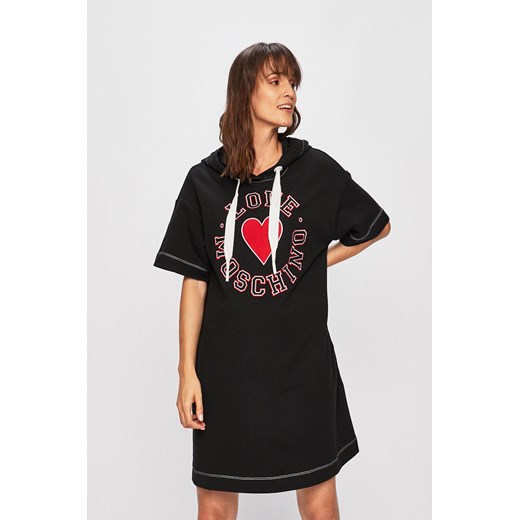 Sukienka Love Moschino w nadruki sportowa z wiskozy