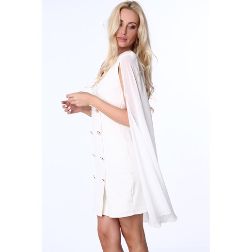 Sukienka Fasardi w serek biała mini z szyfonu 