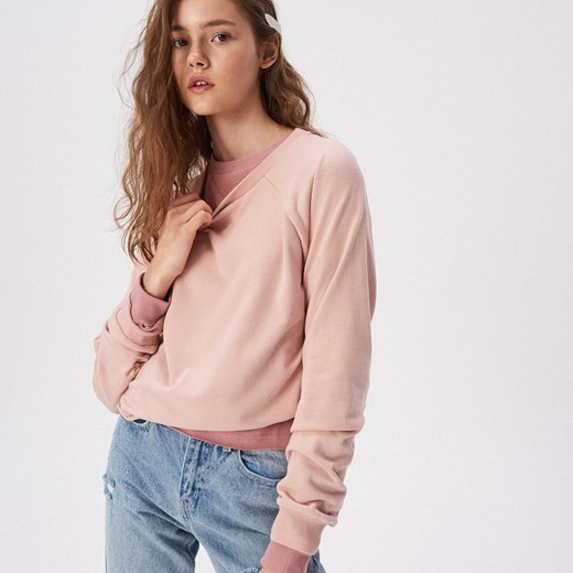 Bluza damska Sinsay na jesień bez wzorów w stylu młodzieżowym krótka 