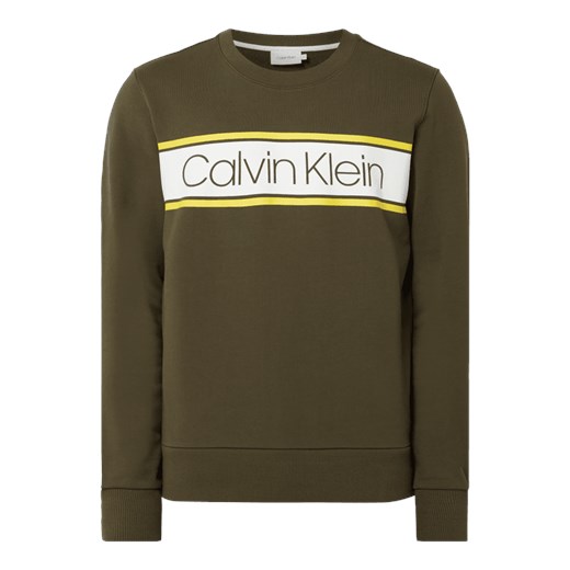 Bluza męska Calvin Klein młodzieżowa zielona w nadruki 