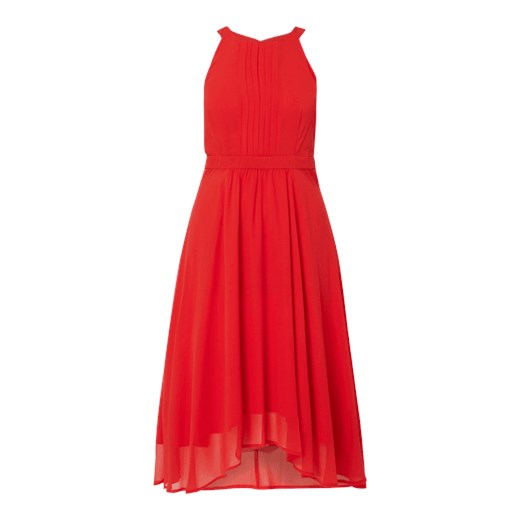 Sukienka Esprit czerwona midi bez wzorów bez rękawów z szyfonu 
