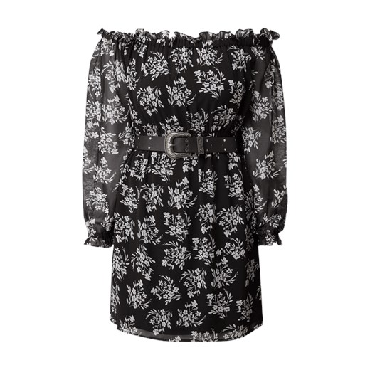 Sukienka czarna Guess mini w kwiaty 