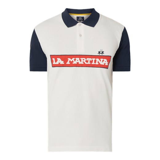 T-shirt męski La Martina biały z krótkimi rękawami bawełniany 