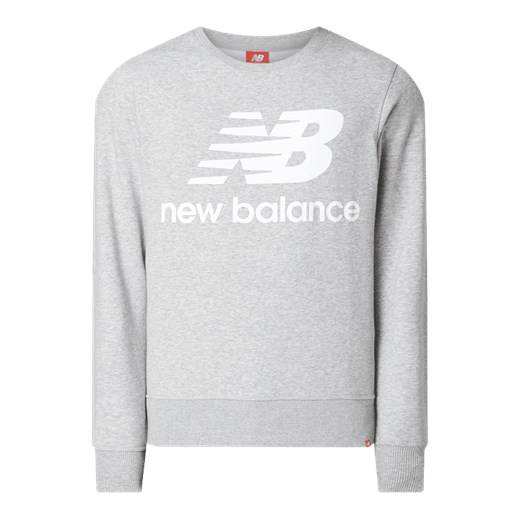 Szara bluza sportowa New Balance z nadrukami z bawełny 