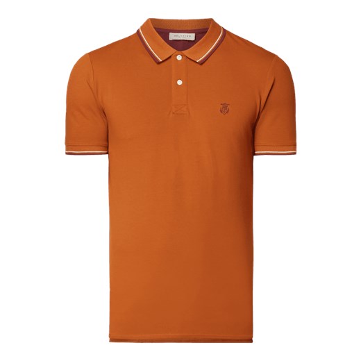 T-shirt męski Selected Homme pomarańczowa bez wzorów 