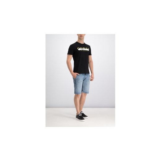 T-shirt męski czarny Guess z krótkimi rękawami w nadruki 