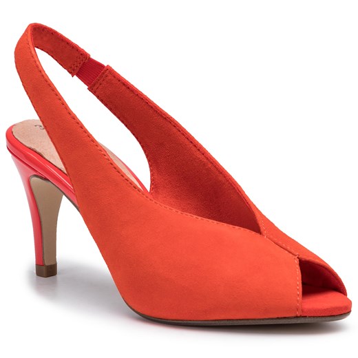Sandały damskie Tamaris czerwone eleganckie na średnim obcasie letnie na 