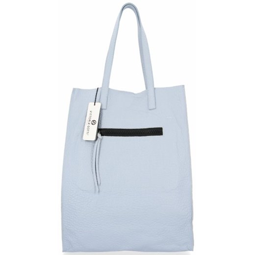 Shopper bag biała Vittoria Gotti elegancka na ramię bez dodatków skórzana 