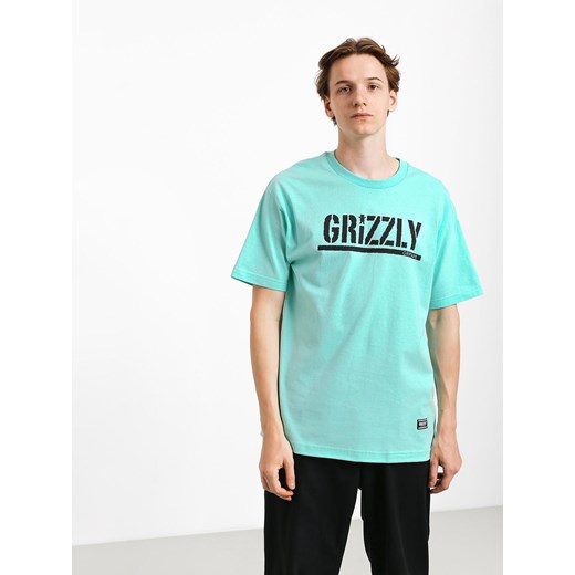 Niebieski t-shirt męski Grizzly Griptape z krótkim rękawem żakardowy 