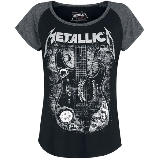 Bluzka damska Metallica rockowa z okrągłym dekoltem czarna z krótkimi rękawami 