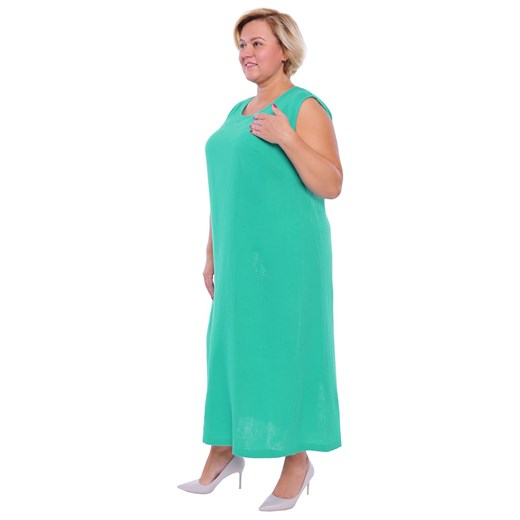 Sukienka zielona z okrągłym dekoltem z bawełny bez rękawów 