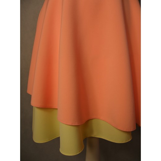Sukienka poszerzana - asymetryczny dół (łososiowo - żółtka) Vega-paris  44 MyLittleHeaven