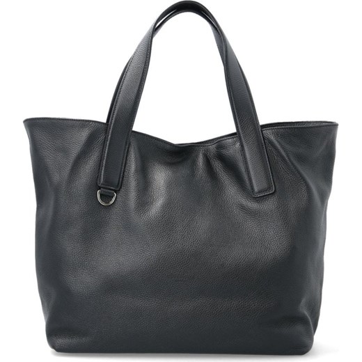 Shopper bag Coccinelle bez dodatków matowa ze skóry czarna 