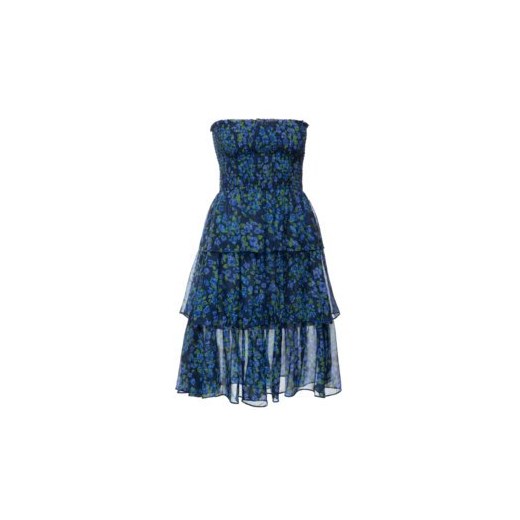The Kooples sukienka z gorsetowym dekoltem niebieska mini 