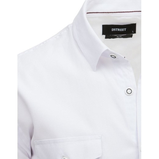 Koszula męska z krótkim rękawem biała (kx0916) Dstreet  L okazyjna cena  