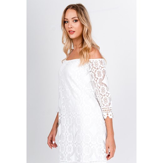 Sukienka biała Zoio z koronką oversize mini luźna 