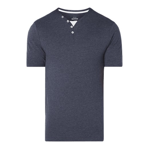T-shirt męski niebieski Montego bez wzorów 