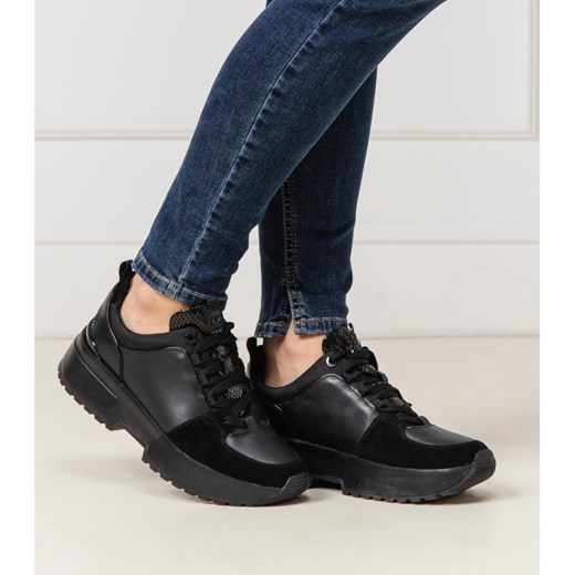 Michael Kors sneakersy damskie na platformie czarne sznurowane bez wzorów 