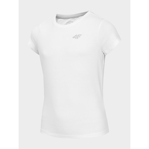 T-shirt dziewczęcy (122-164) JTSD200 - biały   122 4F