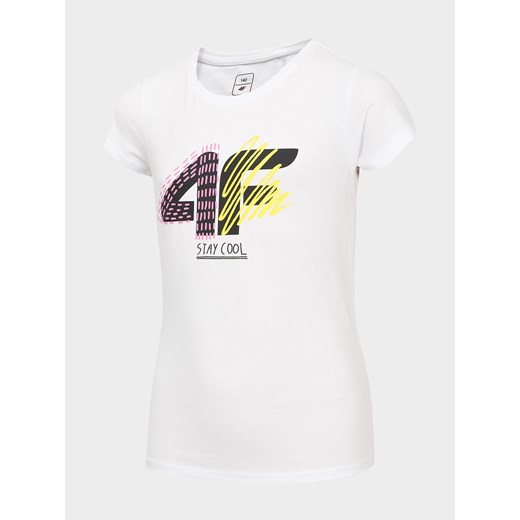 T-shirt dziewczęcy (122-164) JTSD201A - biały   158 4F