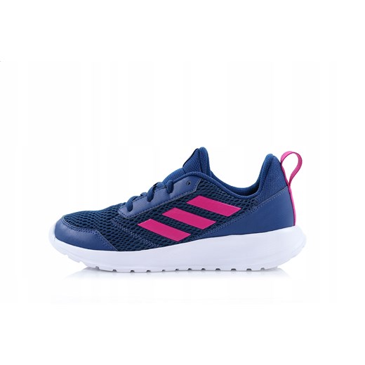 Buty sportowe damskie Adidas do biegania niebieskie na wiosnę sznurowane na płaskiej podeszwie bez wzorów 