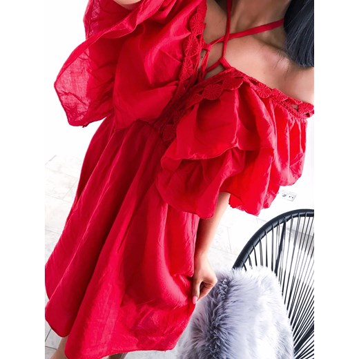 Czerwona sukienka BOHO "LILIANE"  Divinostyle uniwersalny 