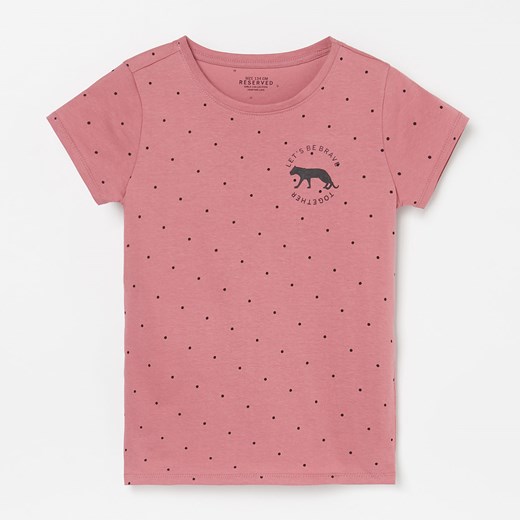 Reserved - T-shirt w kropki - Różowy Reserved  128 