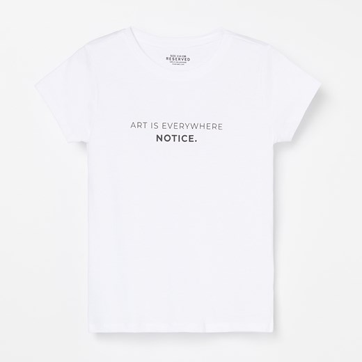 Reserved - T-shirt z napisem - Biały Reserved  134 