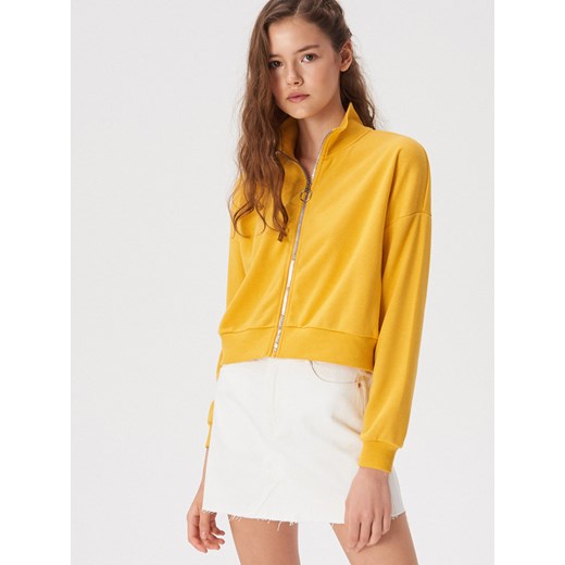 Sinsay - Krótka bluza z półgolfem - Żółty  Sinsay XL 
