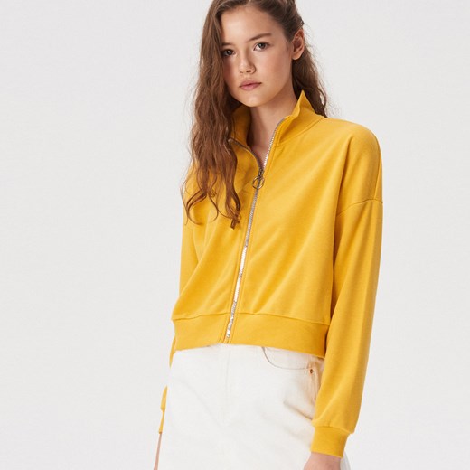 Sinsay - Krótka bluza z półgolfem - Żółty  Sinsay XL 