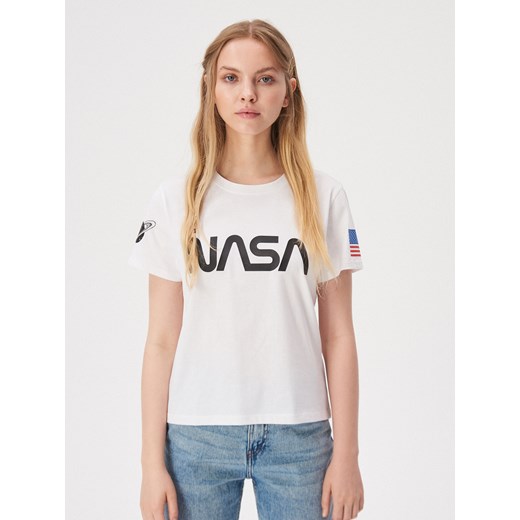 Sinsay - T-shirt z nadrukiem NASA - Biały Sinsay  M 