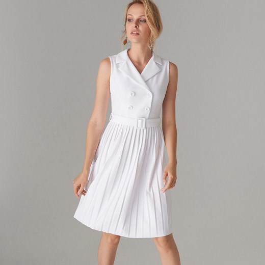 Mohito - Plisowana sukienka z paskiem - Biały Mohito  L 